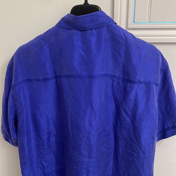 Dana  Buchman Vintage Silk buttons Down Short Sleeves blouse Size L - Picture 4 of 13